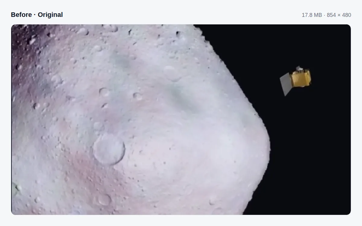 Frame from the original 17.8 MB video at 854 by 480 pixels