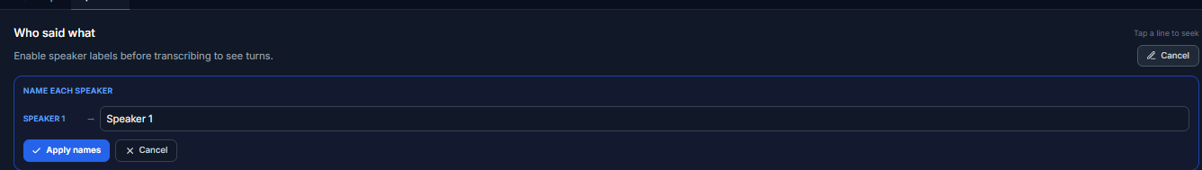 Speaker mapping — name each detected speaker
