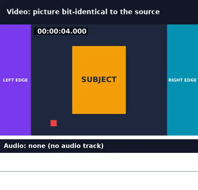 The same video frame with a flat line where the audio was