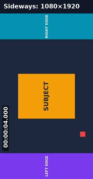 A sideways video frame with the subject text running vertically